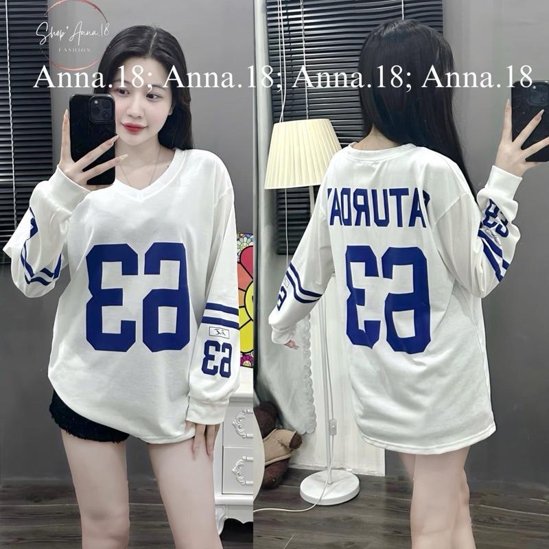 Áo Phông 3158 cotton khô dài tay form rộng in số (63) Nữ Women ( KHÔNG KÈM TẤT) Top Thun (Ảnh Thật)