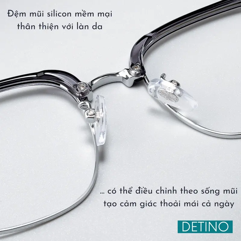 Gọng kính nam trong suốt, kính mắt nam cận thời trang chống ánh sáng xanh tia UV tròng 0 độ cao cấp tặng hộp đựng và khăn lau DETINO K16 4