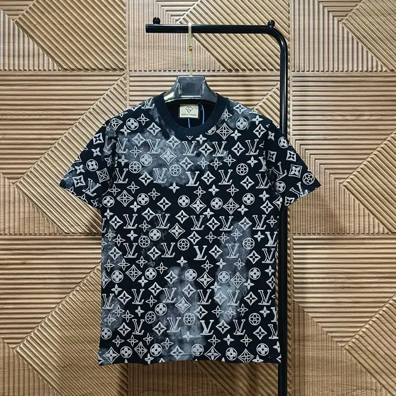 (M01)Áo thun cổ tròn in nổi toàn thân, chất cotton co giãn 2C