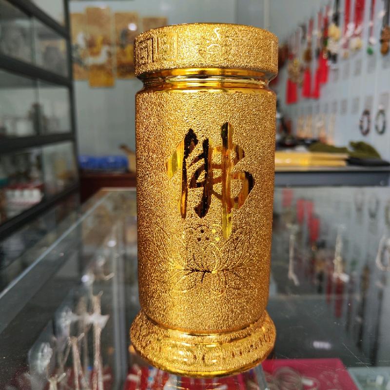 Ống Đựng Nhang Gốm Sứ Thờ Cúng Vàng Kim Sa