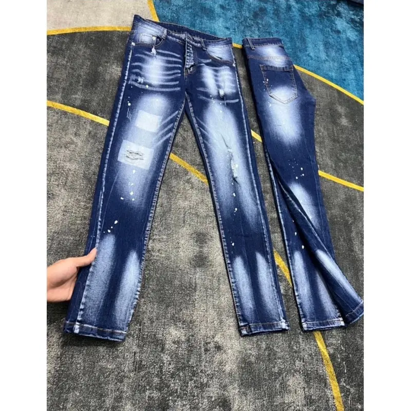 Quần jean nam Skinny jean nam chất bò co dãn dày dặn mẫu HOT Menswear Pants - Màu xanh xướt Có Túi 5