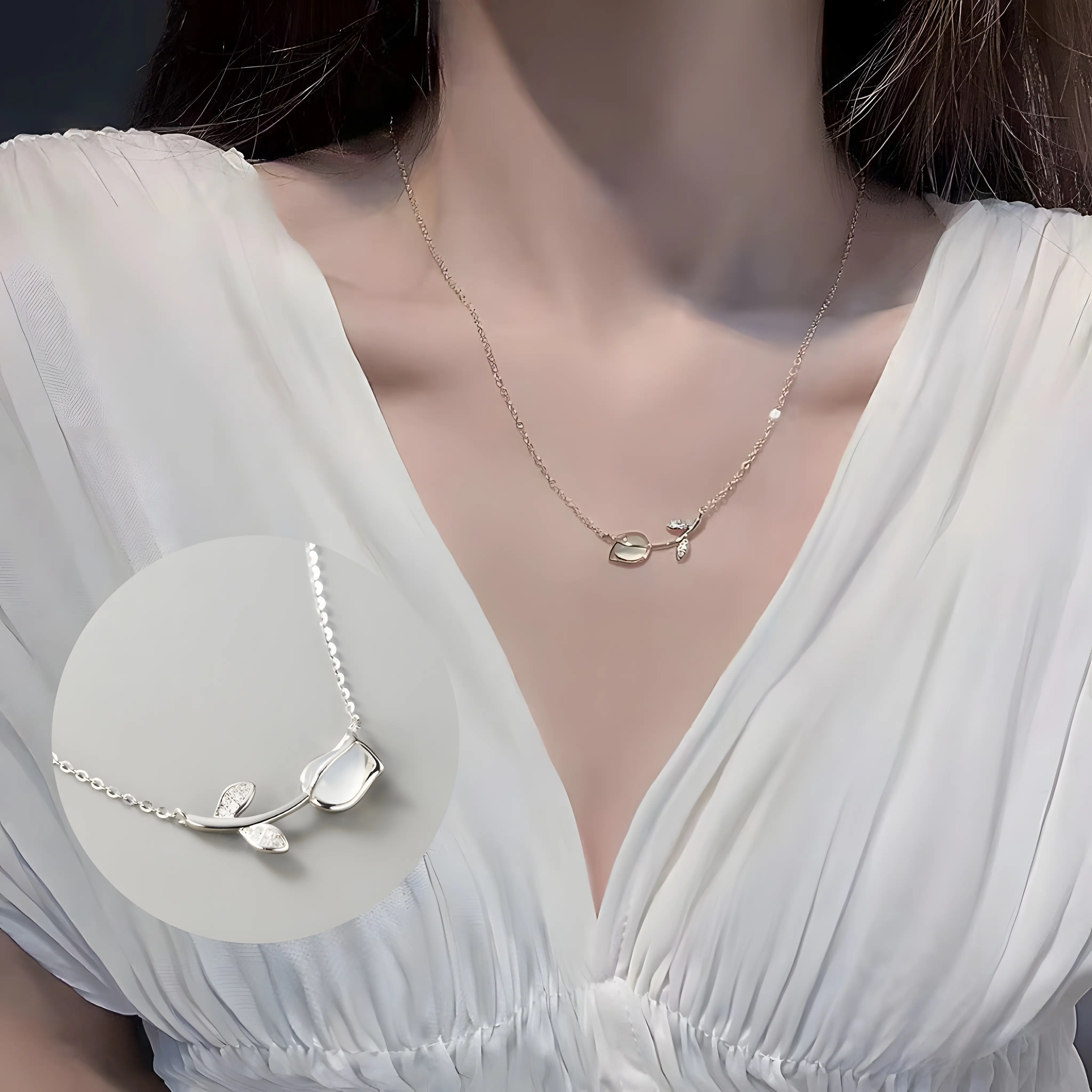 Tulip Necklace Female Niche Design End All-match Gentle Girlfriends Clavicle Chain necklace for women INS Stylewatch for women