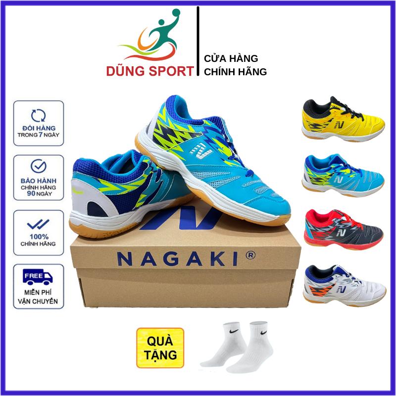 Giày cầu lông, Giày bóng chuyền Nagaki Karyu nam nữ chính hãng màu xanh ngọc tặng tất dệt kim - Đế khâu bền chơi sân bê tông