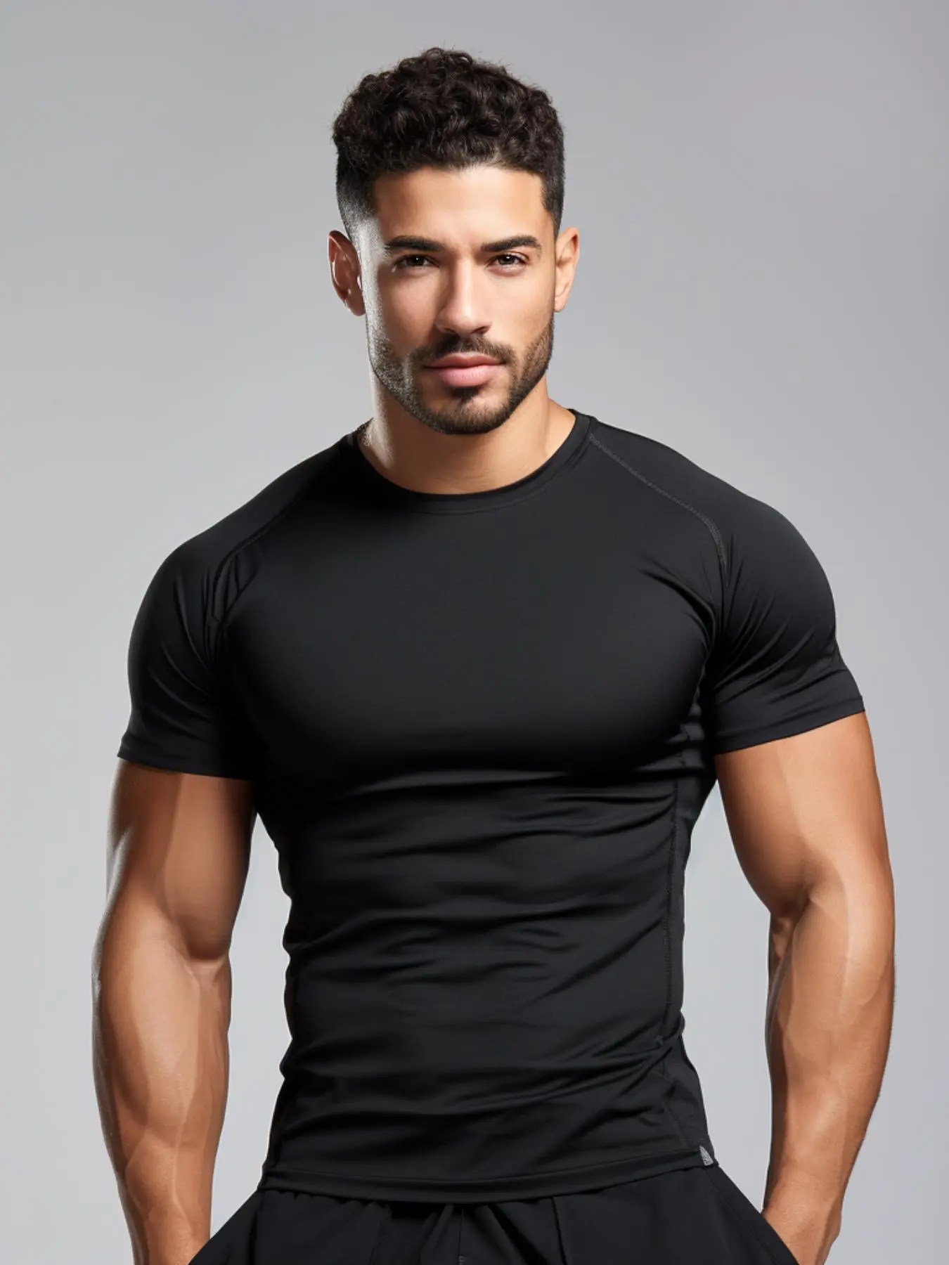 Men's Solid Round Neck Sports Raglan Sleeve Tee, Breathable Quick Drying Crew Neck T-shirt, Men's Sportswear Clothing for Indoor Outdoor Wear
