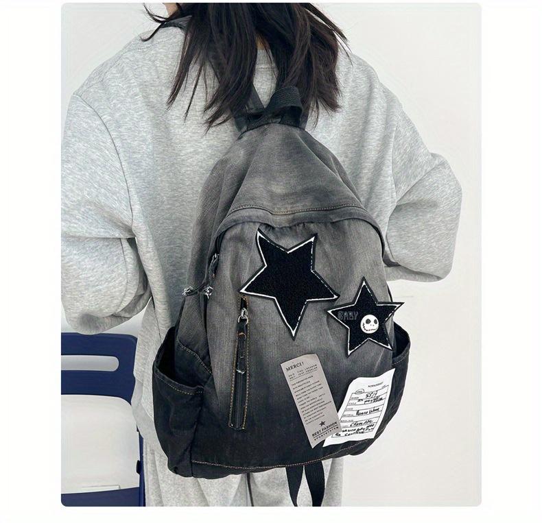 Product Introduction of Vintage Style Tie-Dye Denim Backpack, Large Capacity with Adjustable Straps - Fashion Backpack for School and Commuting 24