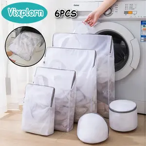 Vixplorn 6PCS Laundry Bag Tas Cucian Kantong Jaring Cuci Laundry Bag Washing Net Laundry Bag Kantong Jaring Cuci Pakaian Mesin Cuci Mesin Cuci Tebal Washing Net Laundry Bag Tas Baju Bersih Pakaian Kotor Tas Zipper