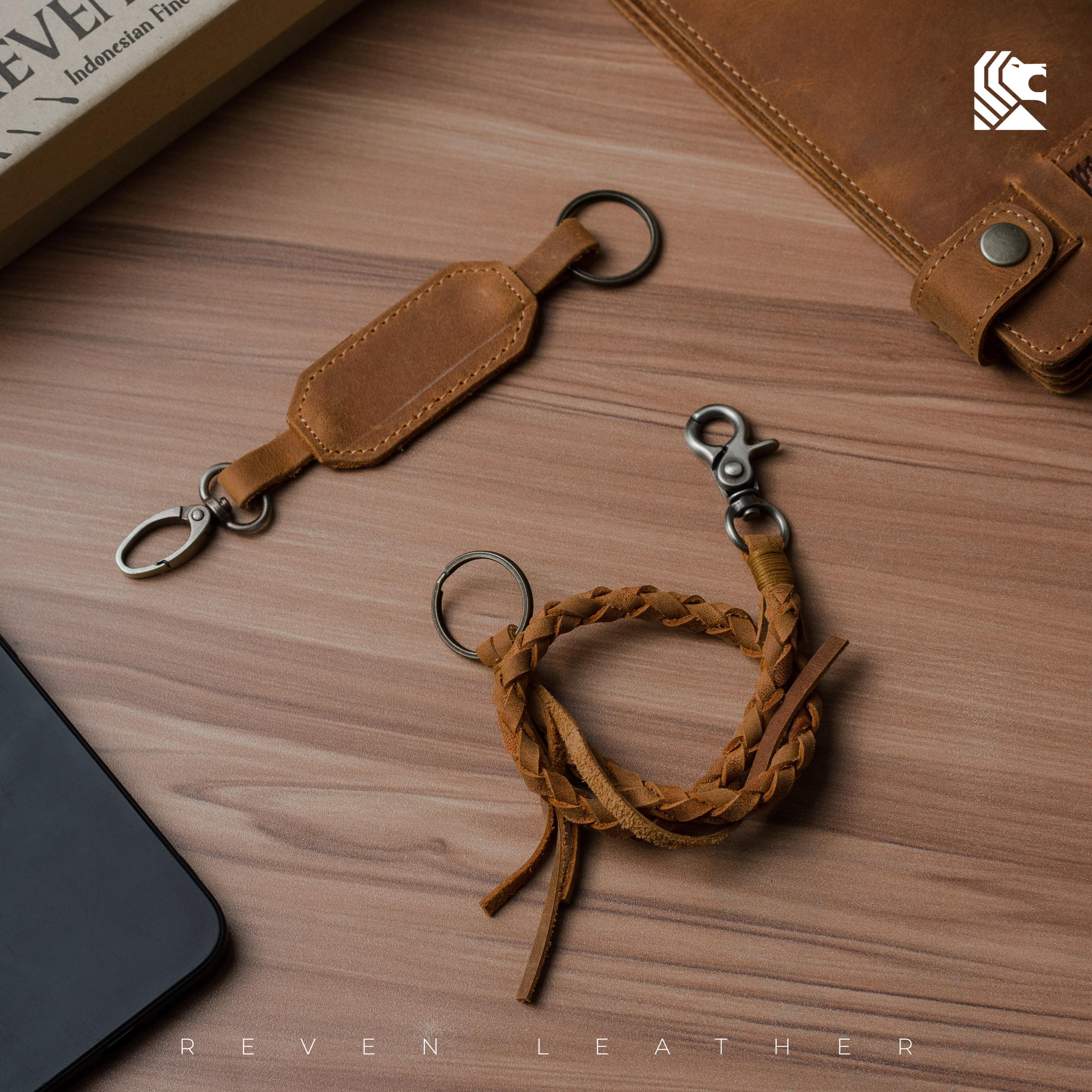 REVEN Bontage Dompet Panjang Lipat 2 Pria Kulit Asli Crazy Horse Klasik Keren Total 9 Slot Ruang Koin Resleting Kancing Klip Pouch HP Rantai Pengaman Untuk Motoran Gaya Cowok