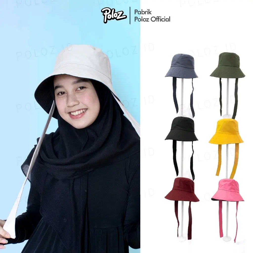 Bucket Hat Wide Tali Panjang/Bucket Pantai/Bucket Wanita