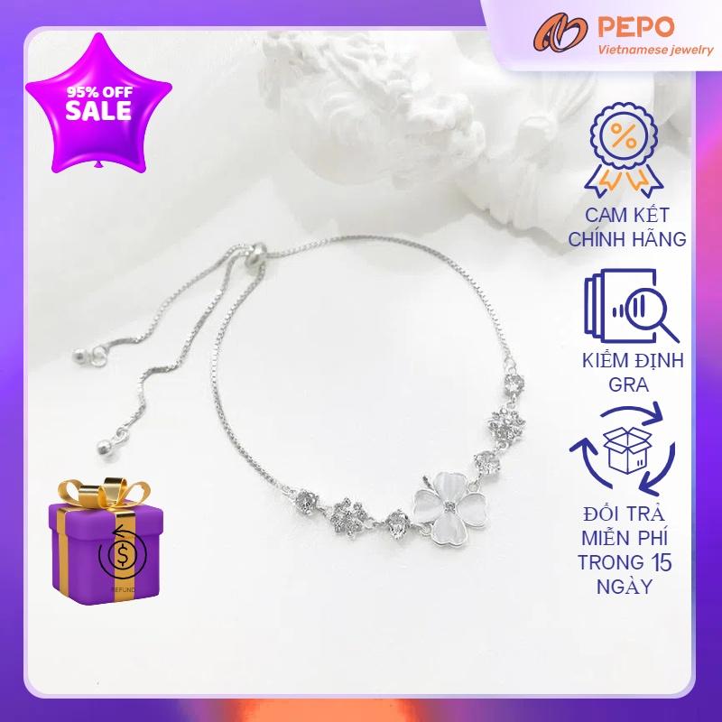 Vòng Tay Bạc Nữ 925 Dây Rút Cỏ 4 Lá Đính Đá Tinh Tế Thanh Lịch - Chất Lượng Cam Kết - Phụ Kiện, Voi FEPO