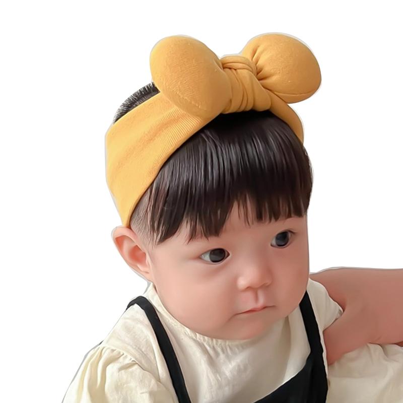 Stylish Bowknot Headband Infant Wig Bangs Hairpiece 0-1Y Newborns Headwear Solid Color Hairband Decor for Baby Girls 5