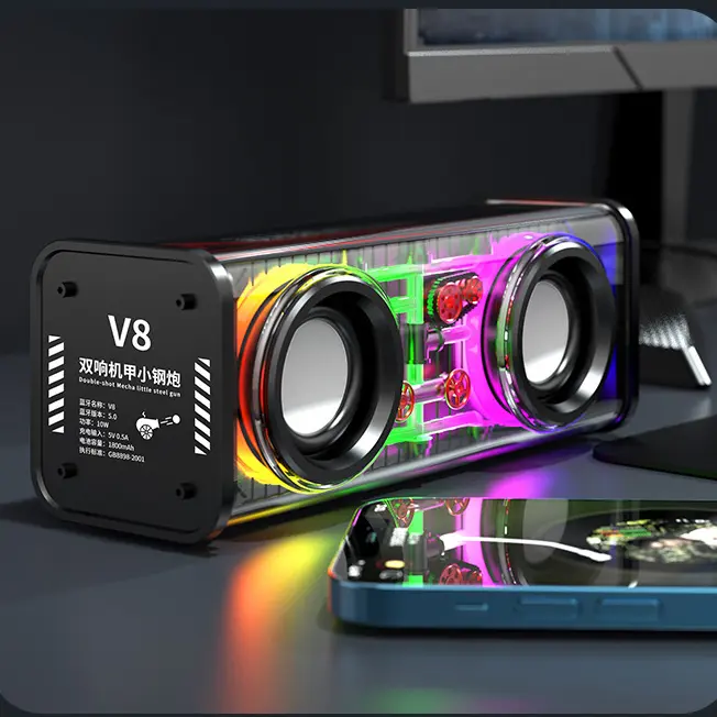 Loa Bluetooth Không Dây Cầm Tay Mini V8, Âm Thanh Công Suất Cao, Đèn Led Thân Thiện, Với Công Nghệ Âm Nhạc, Trung Tâm Mua Sắm Cao, V8 Mic Speaker