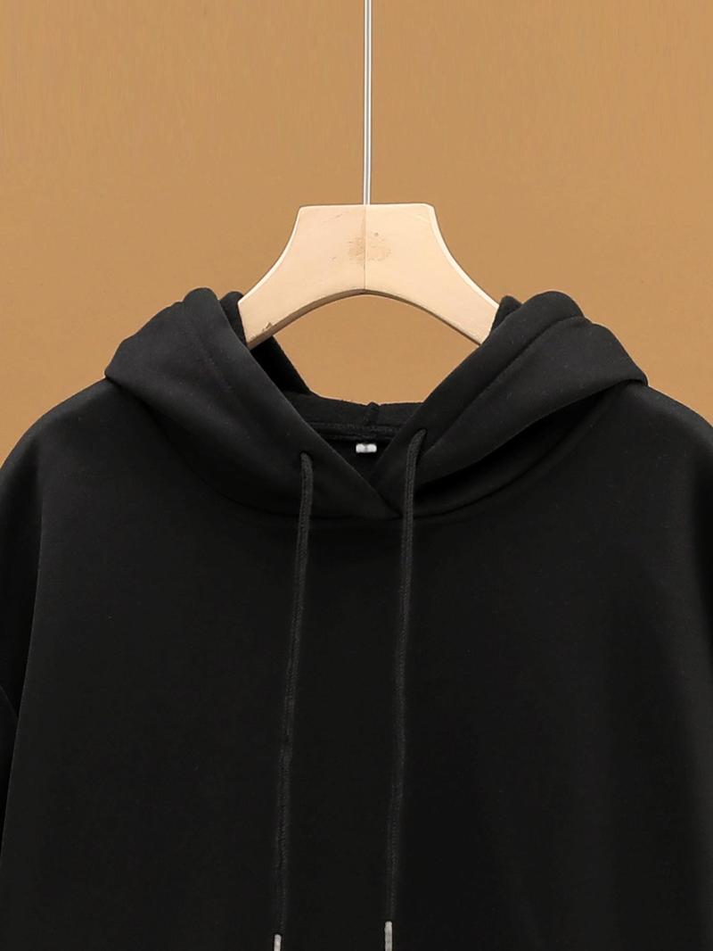 Product Introduction of Women's Cartoon Pug & Letter Print Hoodie, Fashion Casual Pocket Hooded Sweatshirt for Daily Holiday Outdoor Wear, Women Clothing for Fall & Winter,  Pug Merch 3