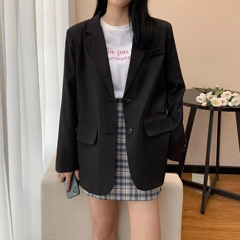 Áo khoác nữ áo vest blazer trơn màu đen bassic dễ phối màu hàn quốc, TOTO SHOP 0