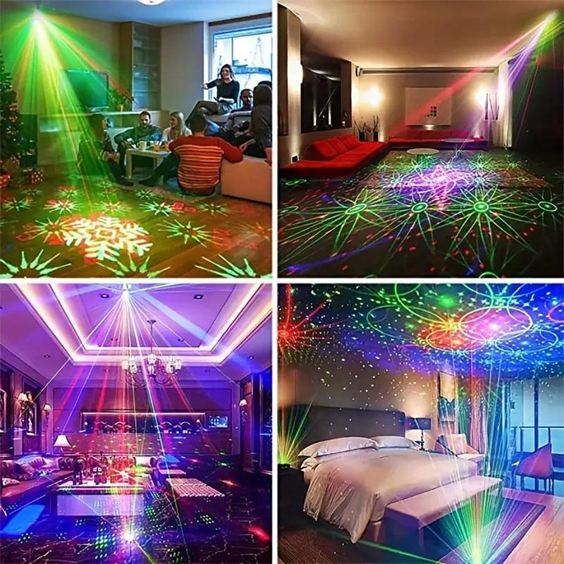 USB Powered Projector Stage Light, Sound Activated LED Laser Light with Remote Control, 3 Mode Atmosphere Light for Home Party Bar Club Birthday KTV Karaoke, Atmosphere Party Light 4