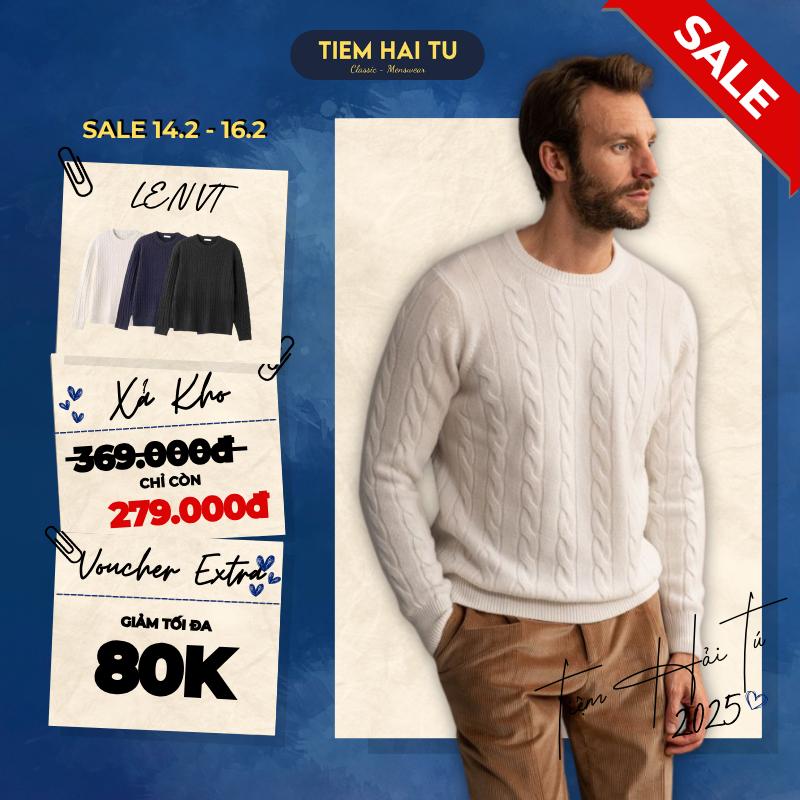 Áo Len Nam TIỆM HẢI TÚ Menswear, áo len vặn thừng Lông Cừu Cao Cấp mềm mịn không ngứa, Sweater len dài tay nam - PLVT Nhung