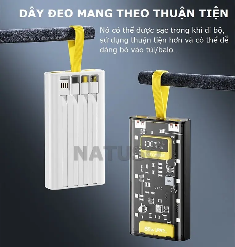 Sạc dự phòng 30000mah pin dung lượng lớn đi kèm dây sạc nhanh 20w cho nhiều điện thoại - NT745 5