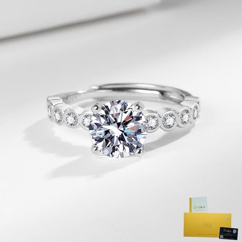 [with Gra Certificate] 2 Karat Temperament Princess Real Ring Jewelry Ring 5