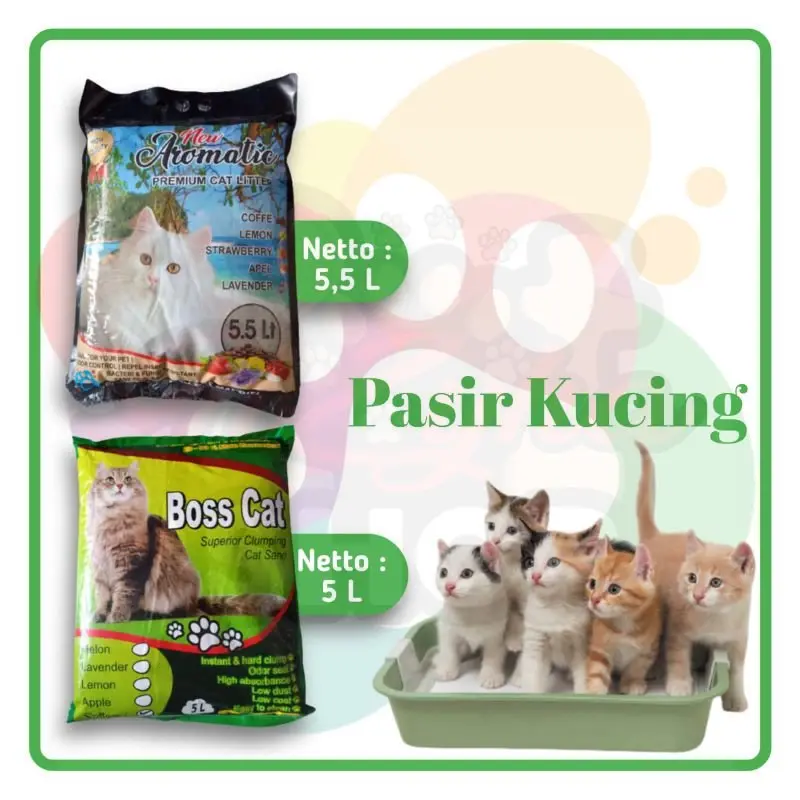 (5Liter) Pasir Gumpal Wangi BossCat, Aromatic, Desta, blunny, memeo Cat Litter