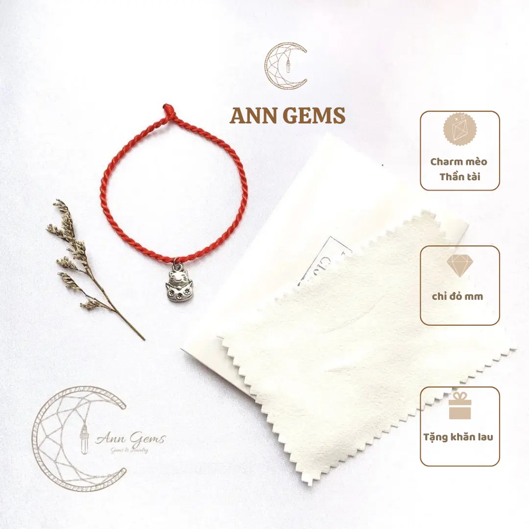 Vòng tay chỉ đỏ mèo - GemsbyAnn