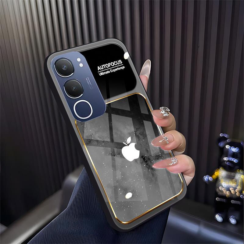 Cocok untuk casing ponsel vivo Y29 Casing ponsel kaca desain terbaru dengan pola huruf langit berbintang.-BLK