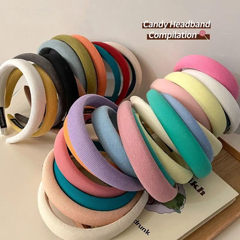 Băng Đô Cài Tóc Bằng Xốp Bản Rộng Đơn Giản Phong Cách Hàn Quốc Cho Nữ