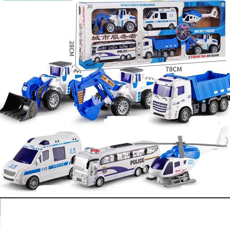 Đồ Chơi Set 6 Cở Lớn Xe Công Trình Xây Dựng, Xe Cảnh Sát, Xe Cứu Hỏa, Xe Môi Trường Dành Cho Các Bé