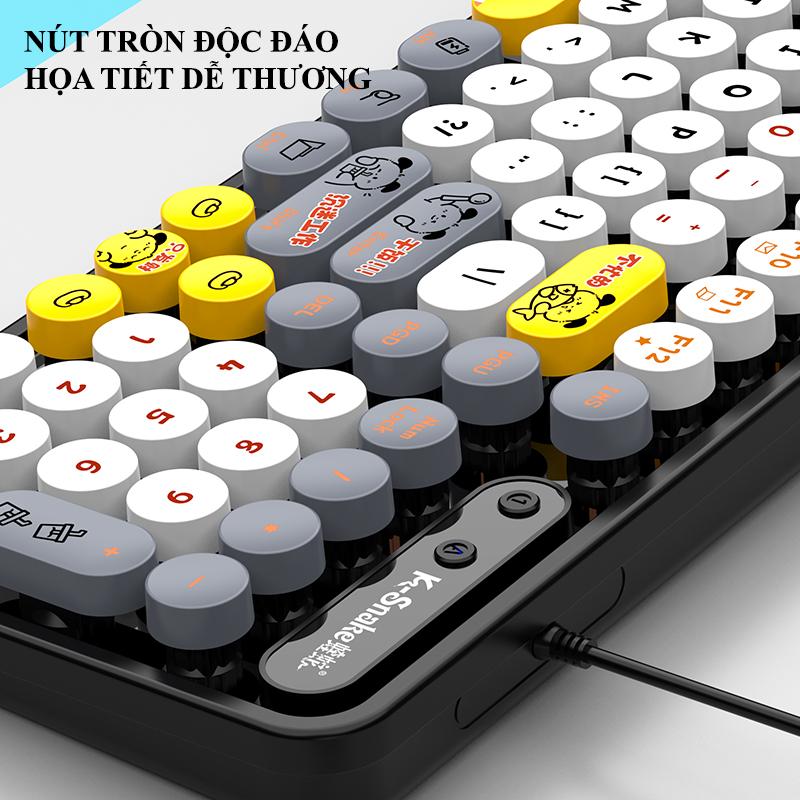 Bàn phím có dây K-SNAKE K2 PRO với thiết kế màu sắc hiện đại trẻ trung kèm theo họa tiết hoạt hình vô cùng dễ thương 3