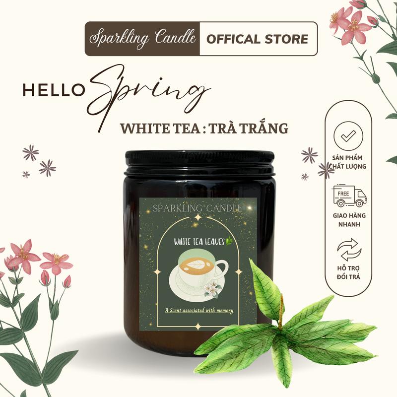Nến Thơm Cao Cấp Hương White Tea Leaves - Tinh Dầu Tự Nhiên Không Khói - Sparkling Canle Decor Phòng Dầu Thơm Đồng Trang Trí Nhà Phòng Khách