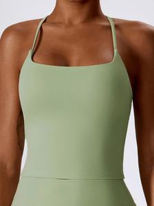 Chaleco deportivo sin espalda de color sólido para mujer, estilo cruzado, cómodo y transpirable, de secado rápido, ideal para yoga, gimnasio, entrenamiento y correr, ropa de fitness para damas, top tipo tank,ropa para mujer