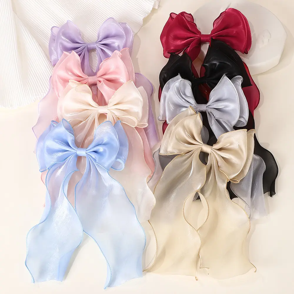 1pc Elegant Large Bow Ribbon Hair Clip Women Fashion Simple Satin Spring Clip Ponytail Bow Hairpin Girls Hair Accessories Headwear
