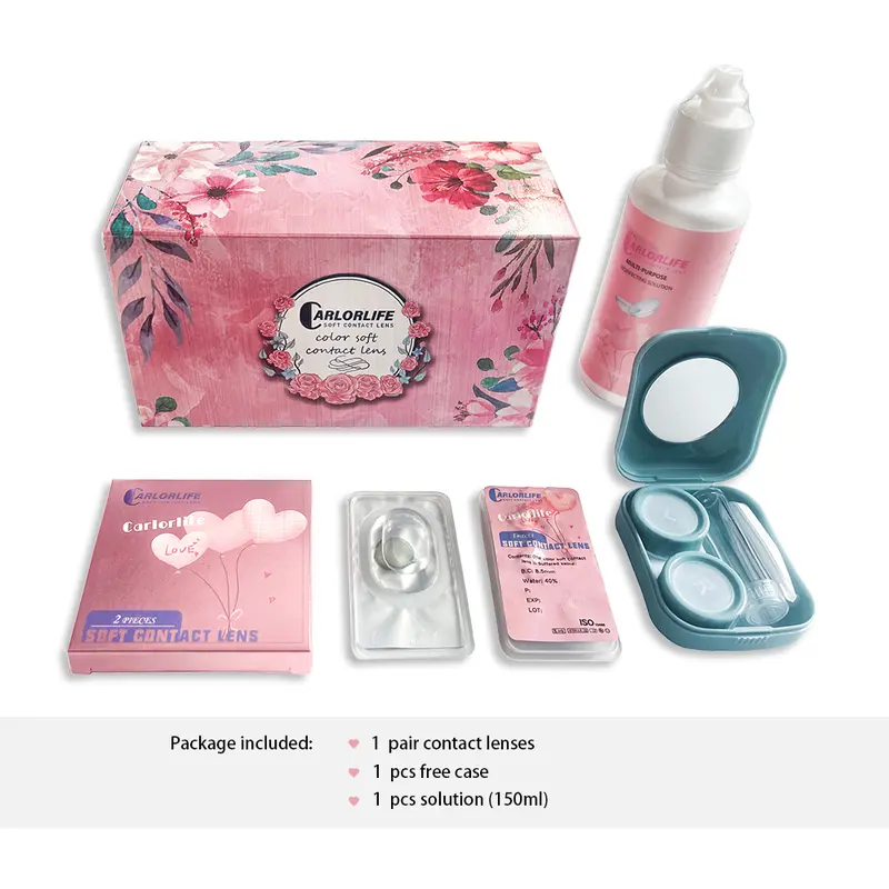 Eyeshare (COD) Softlens SET Soft Warna lensa kontak with 150ml solution kotak cermin set 6