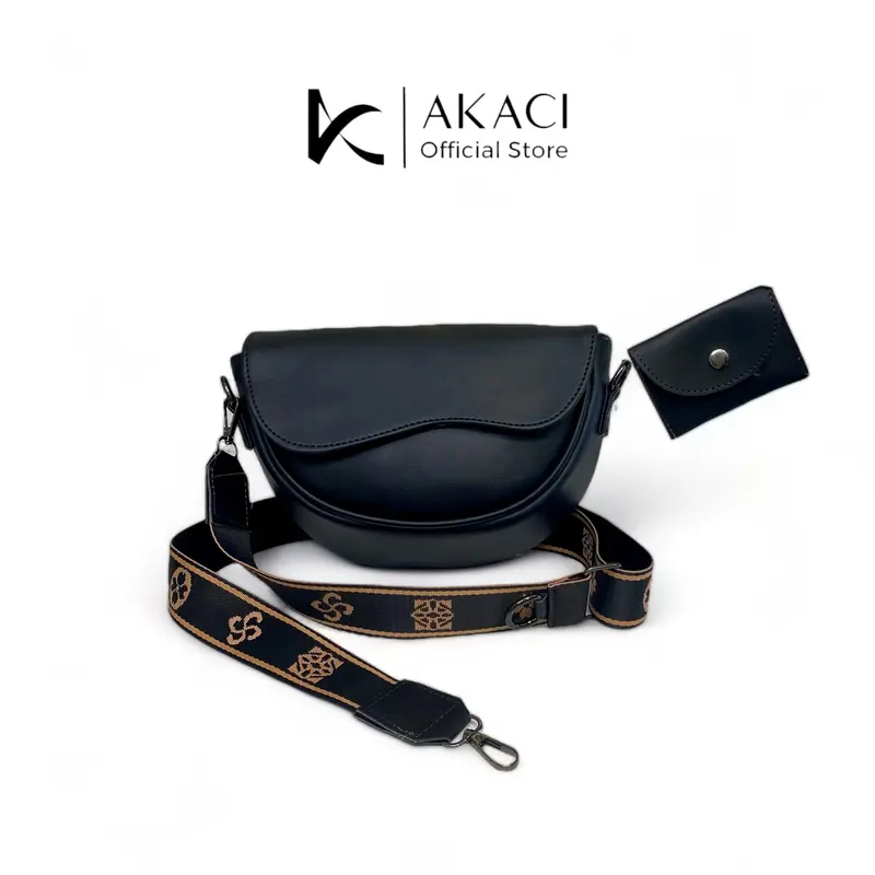 Akaci store | ZURAA Tas selempang wanita Terbaru 09-8233 Bahan Sintetis  kuliah kerja kantor ibu Polos Kulit PU kuliah kerja pesta 1