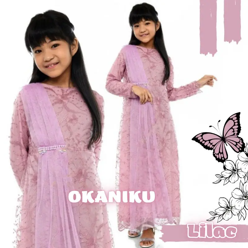 Kebaya Anak Perempuan Modern Dress Gamis Slayer Aurora Tille Usia 4  Sampai 14 Tahun Fashion