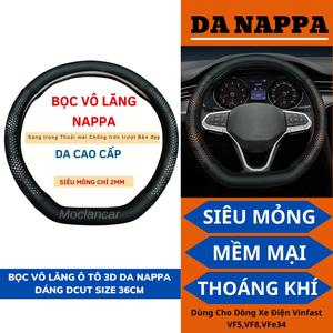 Bọc Vô Lăng Ô Tô 3D Da Nappa Dáng Dcut Size 36cm Siêu Mỏng Dùng Cho Dòng Xe Điện Vinfast VF5,VF8,VFe34
