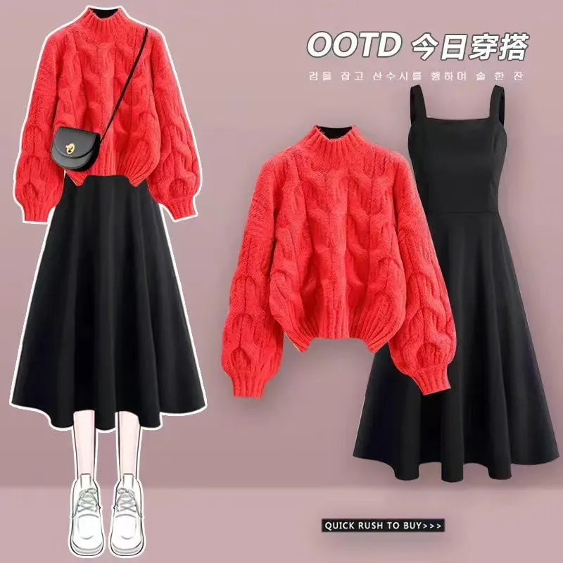 Áo Len Dệt Kim Xoắn Cổ Tròn Có Tay Áo Đèn Lồng Cho Nữ, Áo Len Chui Đầu Dày Dáng Rộng Phong Cách Hàn Quốc Mới, Thu Đông