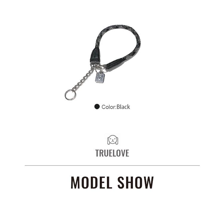 Product Introduction of Truelove Pet P-Collar New Strong Metal Stainless Steel Nylon Braided Large Rope Training Dog Premium Designer Luxury TLC5374 18