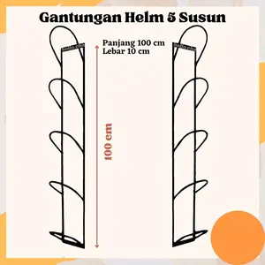 Rak Helm Susun 5 Besi 8mm Kuat Kokoh Putih 100cm x 10cm Gantungan Helm 5 Susun Putih Berkualitas Tinggi