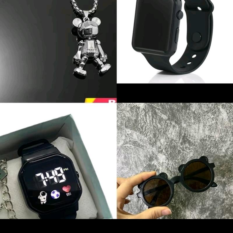 (nhiều mẫu phụ kiện) Vòng cổ, tai nghe, kính mắt, đồng hồ, cà vạt, mũ  phong cách cá tính cho bé trai, bé gái, túi đeo chéo