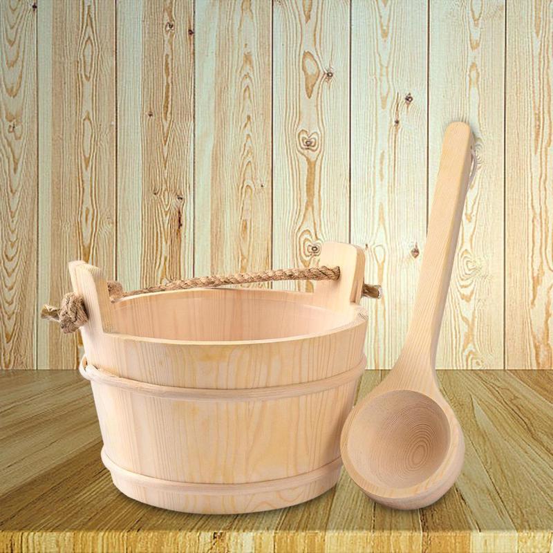 Wooden Sauna Barrel and Ladle Portable Multifunctional 4L Large Capacity Bath Supplies for SPA Bath Sauna Room Hotel Bathroom 6