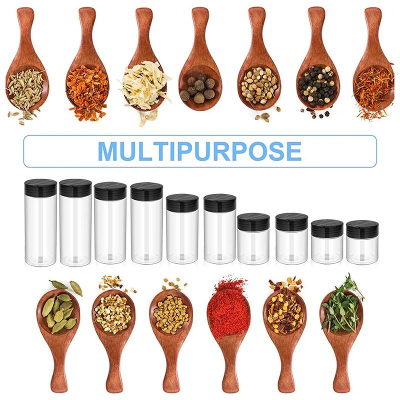 Product Introduction of 1-5Pcs Spice Jars With Shaker Lids Plastic Clear Seasoning Bottle For Herbs Powders Salt Pepper BBQ Condiment Box Kitchen Tools 14