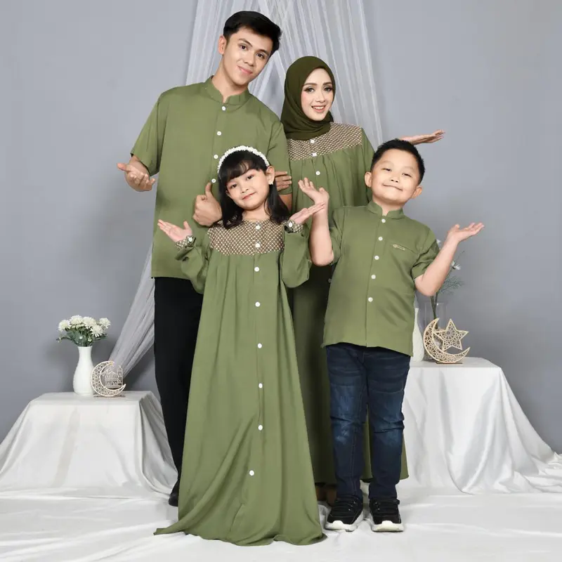 Salsa sarimbit couple keluarga baju dress keluarga mom dress set couple family set sarimbit gamis lebaran keluarga kemeja pasangan keluarga Muslim Wanita 6
