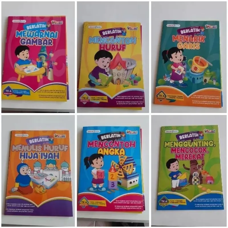 Paket Materi PAUD Isi 6 Buku Mewarnai Stationery Books 1