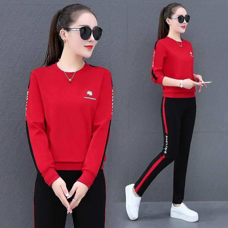 Áo Len Nữ, Bộ Đồ Thể Thao, Bộ Sưu Tập Xuân Thu 2023, Bộ Đồ Mới, Dáng Rộng Vừa Vặn, Dài Tay, Phong Cách Hàn Quốc, Trang Phục Thường Ngày Cổ Tròn, Mỏng Vừa Vặn, Bộ Đồ Hai Mảnh Chạy Bộ Sport 3