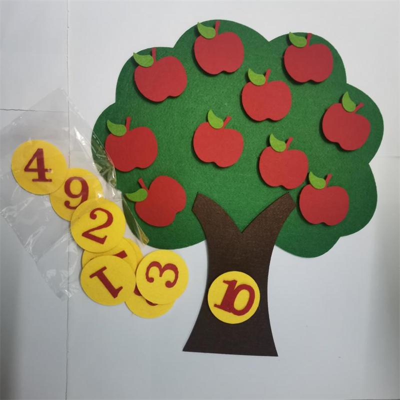 Apple Tree Learning Numbers Felt Board (1 Set), Counters Math Toy, Math Games Manipulatives, Montessori Counting Toy 6