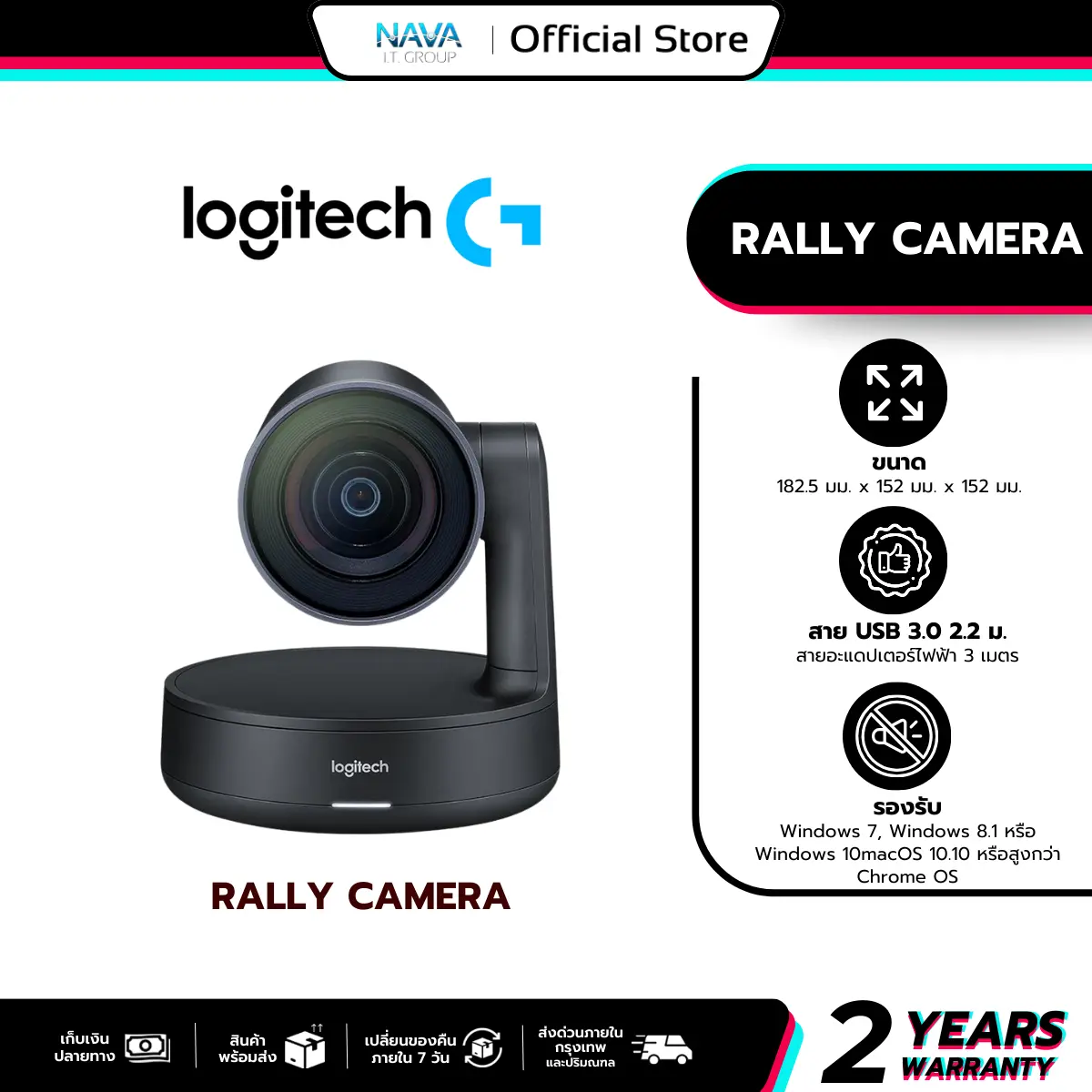 LOGITECH RALLY CAMERA กล้อง PTZ ระดับพรีเมี่ยมระบบภาพความละเอียด ULTRA ...
