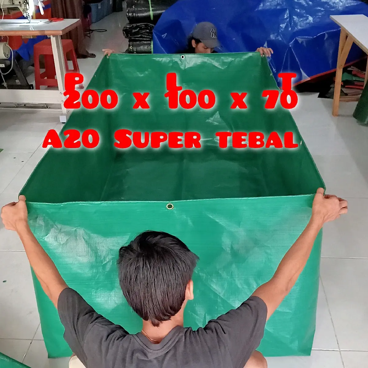 Terpal kolam ikan UK 200CM X 100CM X 70CM Type A20 KOREA SUPER TEBAL