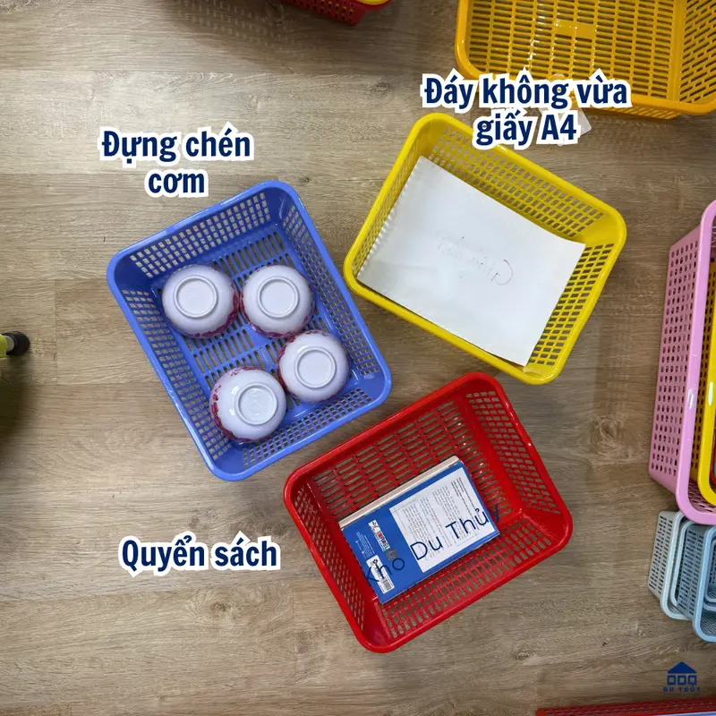 COMBO 5 CÁI Rổ nhựa chữ nhật cao 34 x 27.6 x 12.3 cm đựng đồ đa năng 6
