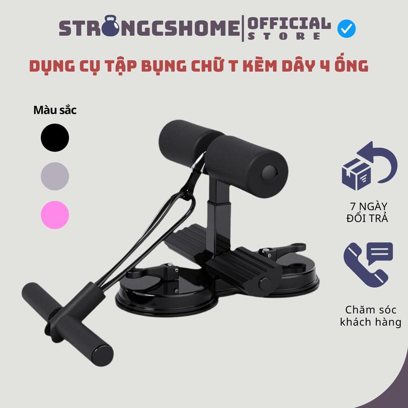 Dụng Cụ Tập Bụng Chữ T Kèm Dây Kéo Đàn Hồi 4 Ống Tập Thể Dục Tại Nhà sp155