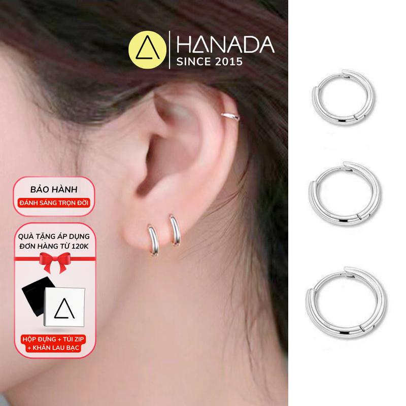 Khuyên Tai Tròn Bạc 925 Dày 1.9mm Bấm Bật Chắc Chắn Nhiều Size Đeo Hàng ngày 0975 A01