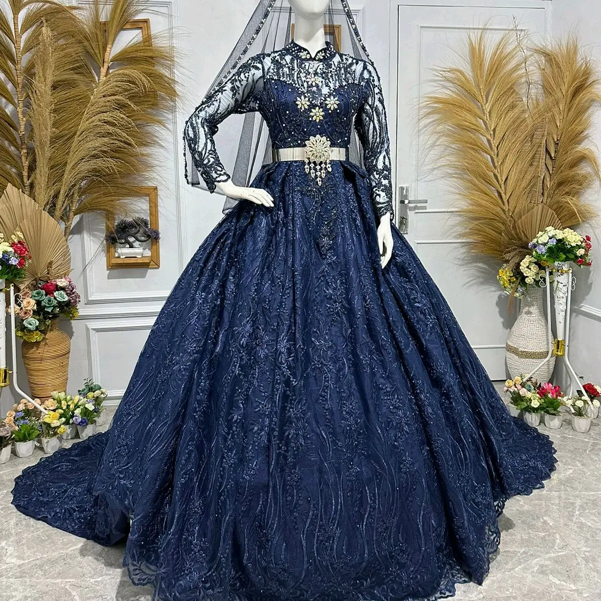 gaun pengantin barby ekor bahan elisab